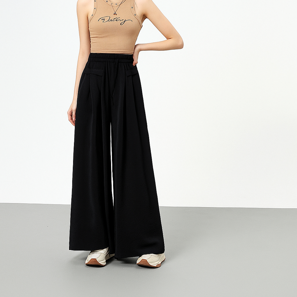 Texture Ice Silk Wide-leg Pants