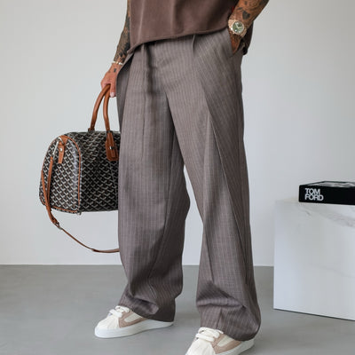 Men's Casual Striped Lace-Up Pants