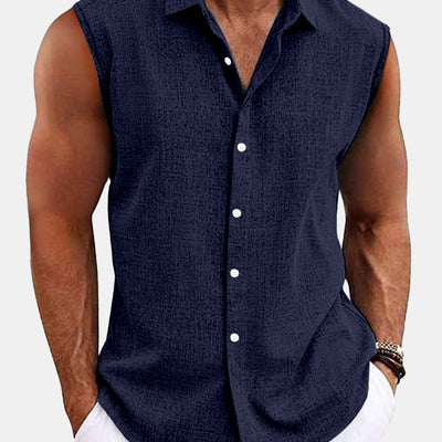 Lapel Beach Sleeveless Shirt