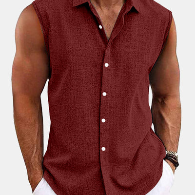 Lapel Beach Sleeveless Shirt
