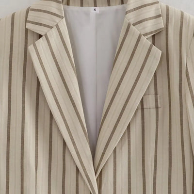 Lady Commute Or High Street Striped Blazer Women's Single-breasted Slim Blazer 2025 Spring Fashion Simple Modern Blazer