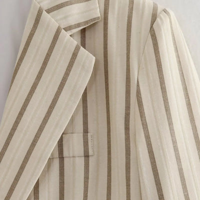 Lady Commute Or High Street Striped Blazer Women's Single-breasted Slim Blazer 2025 Spring Fashion Simple Modern Blazer