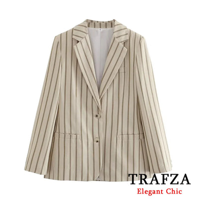 Lady Commute Or High Street Striped Blazer Women's Single-breasted Slim Blazer 2025 Spring Fashion Simple Modern Blazer