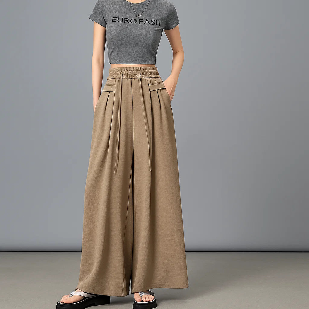 Texture Ice Silk Wide-leg Pants