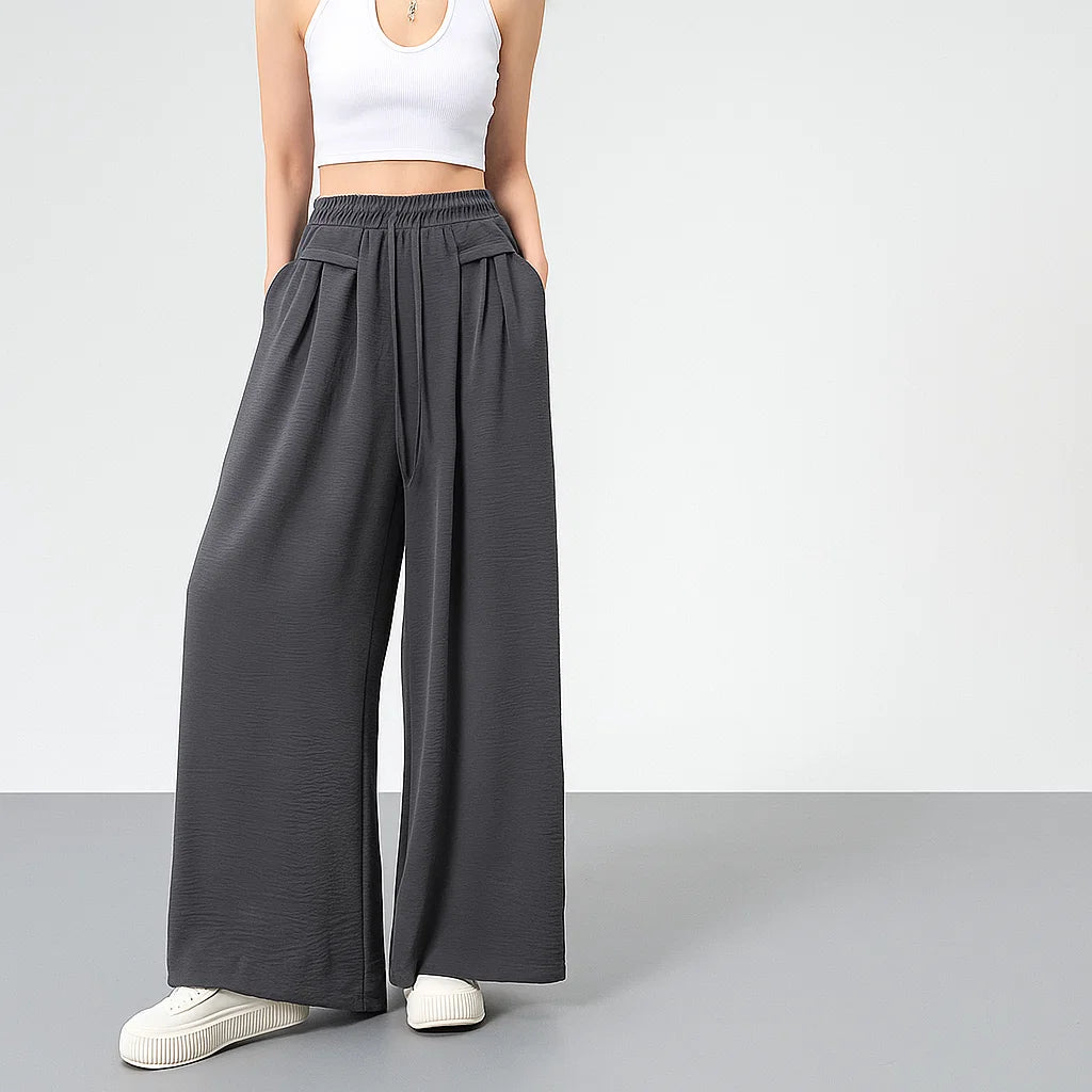 Texture Ice Silk Wide-leg Pants