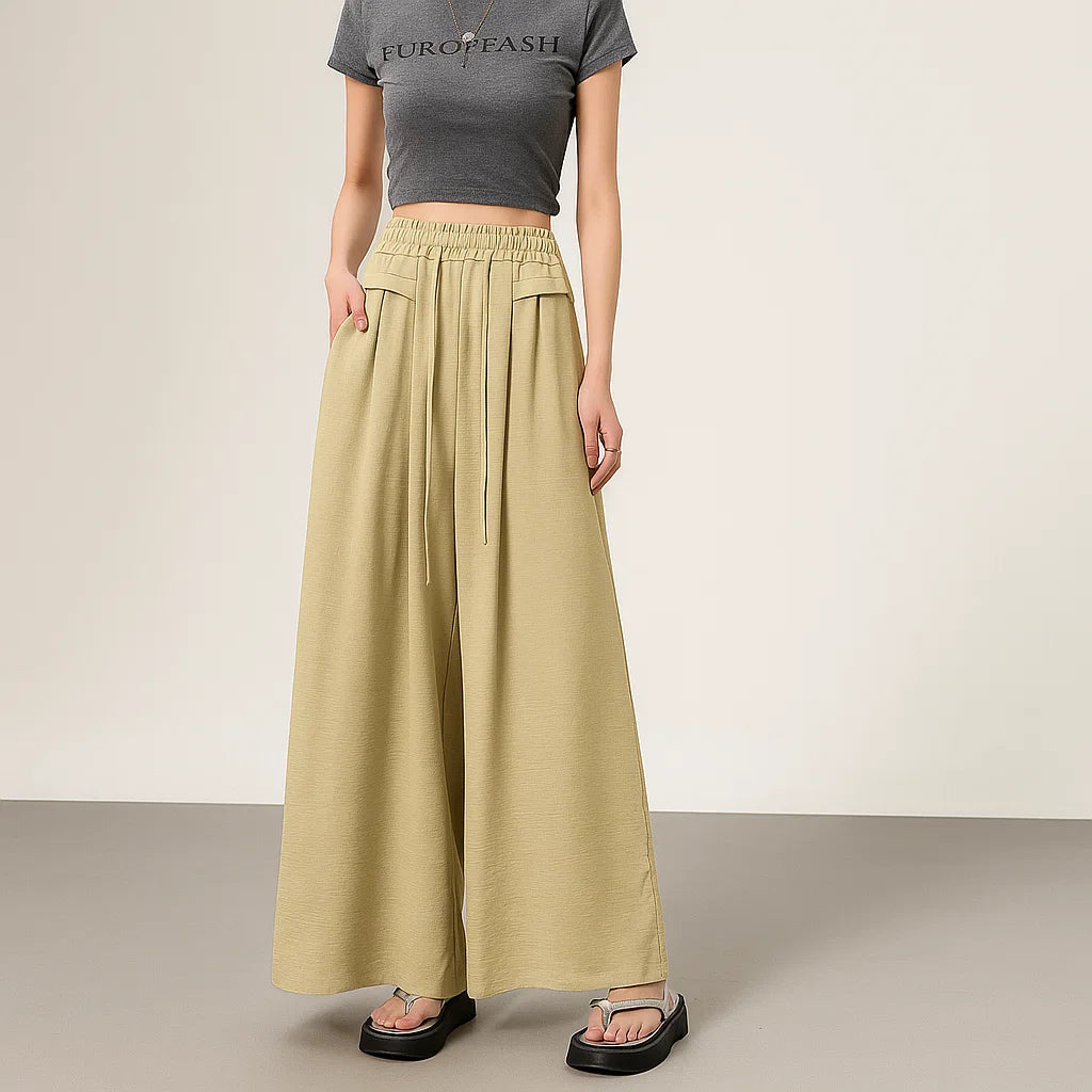 Texture Ice Silk Wide-leg Pants
