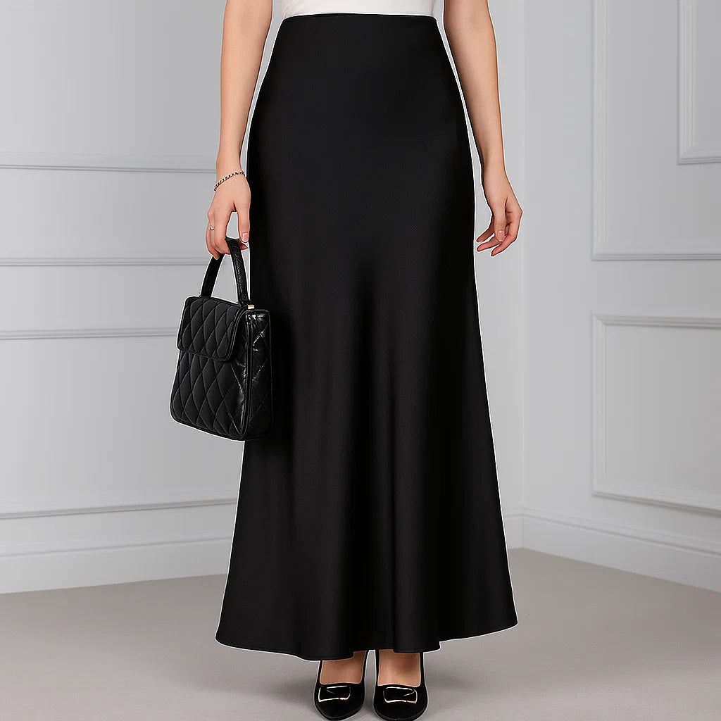 Black Satin Skirt Woman High Waist Elegant Long Skirts For Women Fashion Summer Midi Skirt Office Women's Skirts