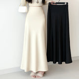 Black Satin Skirt Woman High Waist Elegant Long Skirts For Women Fashion Summer Midi Skirt Office Women's Skirts