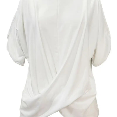 Summer New White Short-sleeved T-shirt With Irregular Kink On It