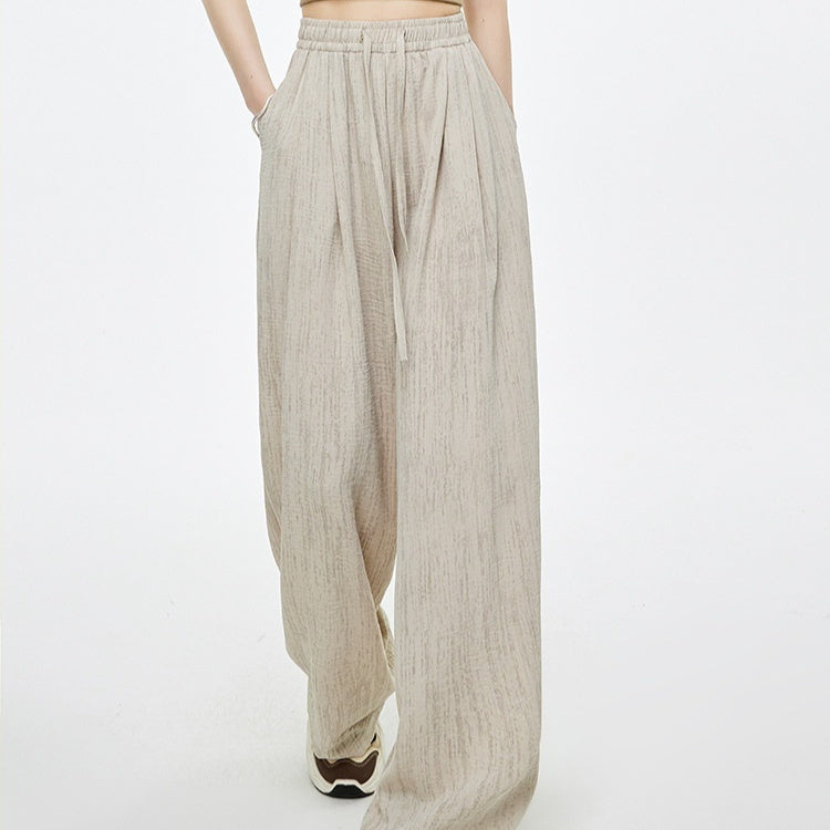 High Waist Drawstring Texture Feeling Lazy American Casual Mopping Pants