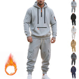 Fleece-lined Men's Loose Sports And Leisure Suit