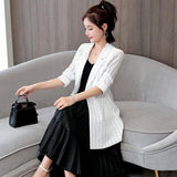 Casual 3/4 sleeves British style suit