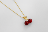 Little Wine Red Cherry Pendant Necklace Women Fashion