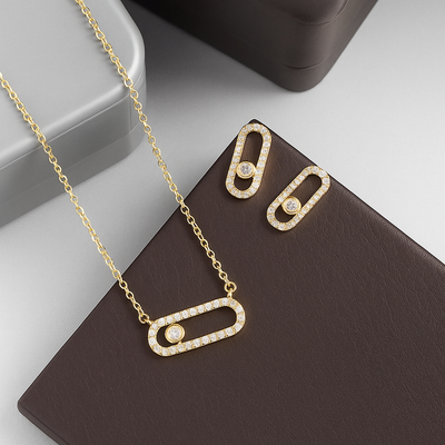 Luxurious Exquisite Cubic Zirconia Earring Necklace Set