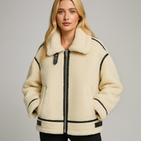 Autumn New Women's European and American Style Artificial Fur Effect Motorcycle Jacket Coat with Fur Integration