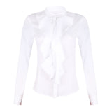 Long sleeve ruffled V-neck shirt