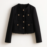 Chic Female Tweed Basic Jacket Coat Women Clothing Woolen Outerwear Long Sleeve Front Button Female Outerwear Chic Tops