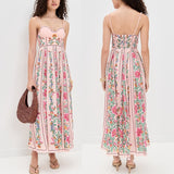 Decorative Beads Sling Positioning Print Holiday Dress