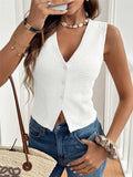 All-match V-neck Three-button Women's Vest
