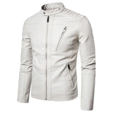 Spring And Autumn Men's Slim Leather Clothing With Stand Collar Jacket