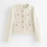 Chic Female Tweed Basic Jacket Coat Women Clothing Woolen Outerwear Long Sleeve Front Button Female Outerwear Chic Tops