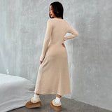 Slim V-neck Solid Color Dress Sweater