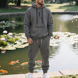 Fleece-lined Men's Loose Sports And Leisure Suit