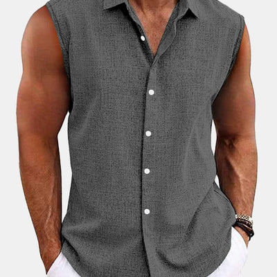 Lapel Beach Sleeveless Shirt