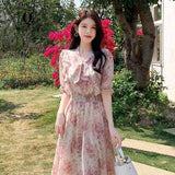 Waist-tight Gentle Temperament Slimming Floral Dress