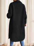 Calvaya Drop Shoulder Flap Detail Teddy Coat