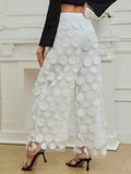 Women’s High-Waist Straight Trousers with Round Cut-Out and Tassel Detail – Elegant Statement Pants