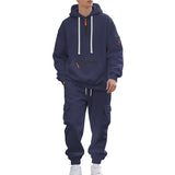 Fleece-lined Men's Loose Sports And Leisure Suit
