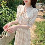 Waist-tight Gentle Temperament Slimming Floral Dress