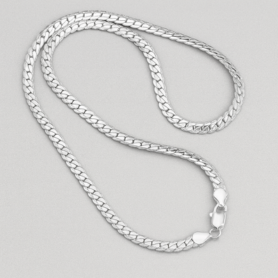 925 Sterling Silver Plated Serpent Snake Bone Chain Necklace