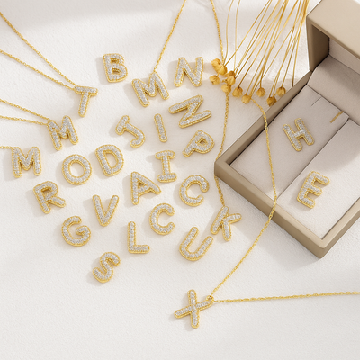Classics Zircon Inlay Pendant Necklace Gold Colour Women