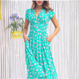 Women's Printed Pocket Bohemian V-neck Dress