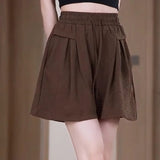 Casual Shorts Women's High Waist Summer Thin Plus Size