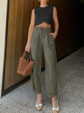 Women's Fashionable White Elegant Cropped Pants