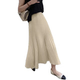 Classical Pleated High Waist Midi Skirt for Women Summer Autumn New Style Slimming Versatile Polyester Fiber A- Line Skirt