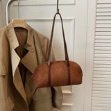 Faux Suede Small Top Handle Handbag Retro Winter Autumn Underarm Bag Small Handbag for Women Travel Shopping Daily Work