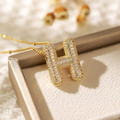 Classics Zircon Inlay Pendant Necklace Gold Colour Women