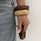 Boho Brown Irregular Acrylic Resin Chunky Bangles for Women