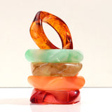 Boho Brown Irregular Acrylic Resin Chunky Bangles for Women