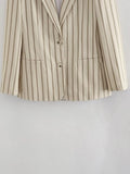 Lady Commute Or High Street Striped Blazer Women's Single-breasted Slim Blazer 2025 Spring Fashion Simple Modern Blazer
