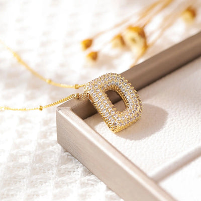 Classics Zircon Inlay Pendant Necklace Gold Colour Women