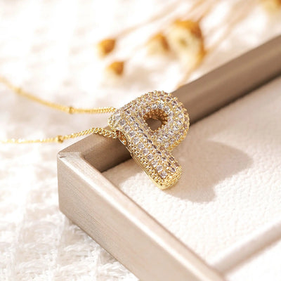 Classics Zircon Inlay Pendant Necklace Gold Colour Women