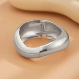 Ingemark 3 Styles Punk Hip Hop Smooth Heavy Metal Spring Bangles for Women Fashion Statement Gold Color Bracelets Men Jewelry