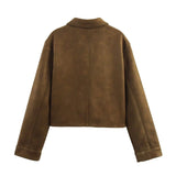 Women Pilots Jacket-Pull-Down Collar, Long Sleeves, Hidden Pockets, Ideal for Autumn&Winter Chic Looks