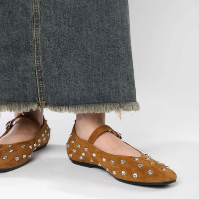 Fashion Crystal Ballet Flats Designer Luxury Mary Jane Shoes Women Black Versatile Single Shoes Comfort Soft Sole Women Loafers