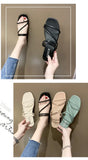 2025 New Roman Style Women's Summer Slippers Korean Fashion Open-Toe Sandals Casual Flat Outdoor Beach Shoes Non-Slip Slippers